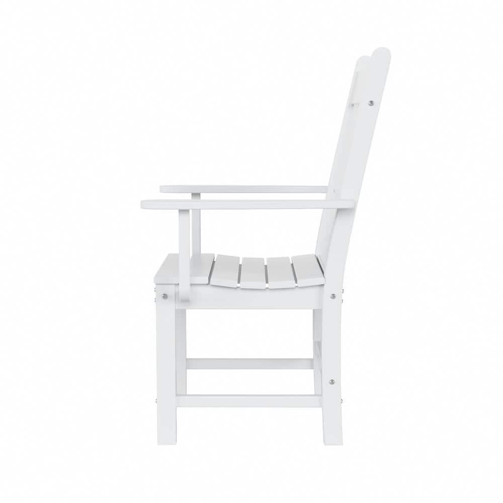 White Polywood Outdoor Dining Arm Chair