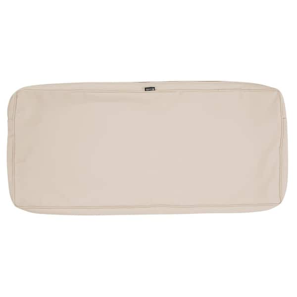 Montlake FadeSafe 54 in. W x 18 in. D x 3 in. H Patio Bench/Settee Cushion Slip Cover in Antique Beige