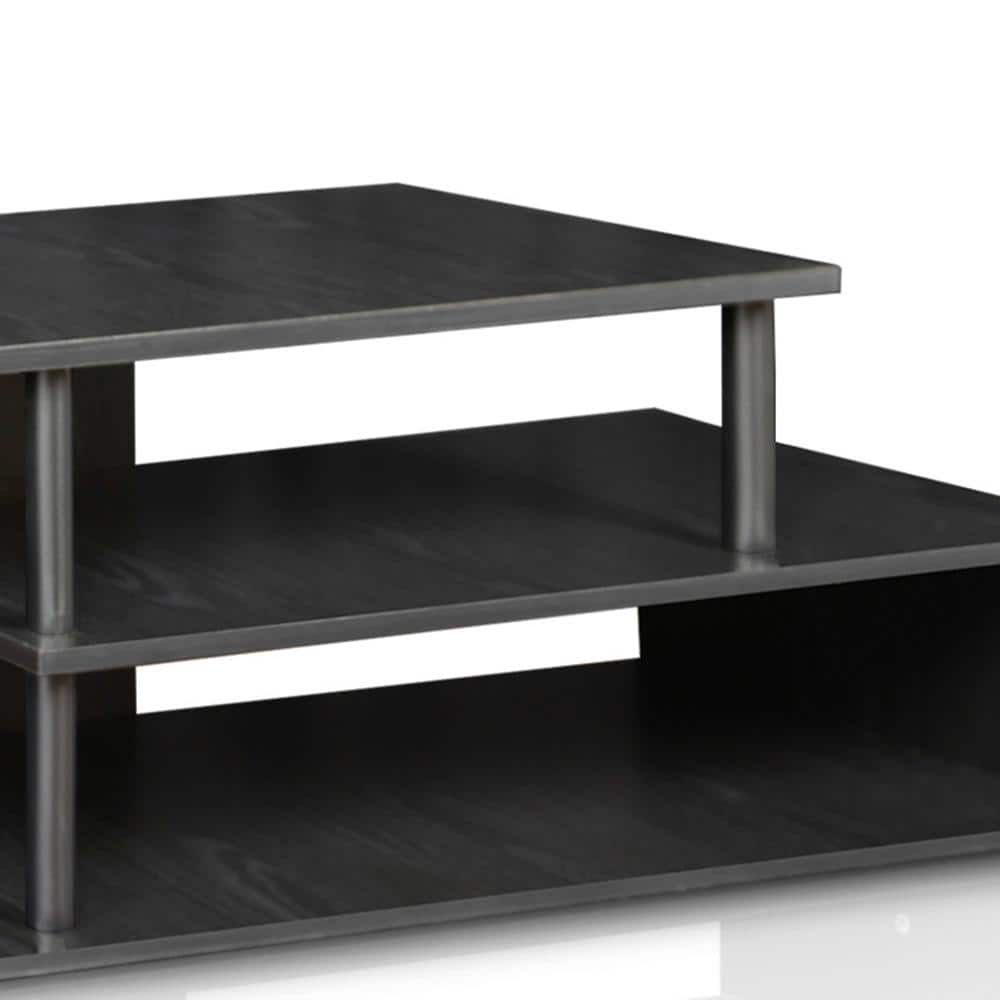 Black Geometric Design Low Rise TV Stand with Shelves