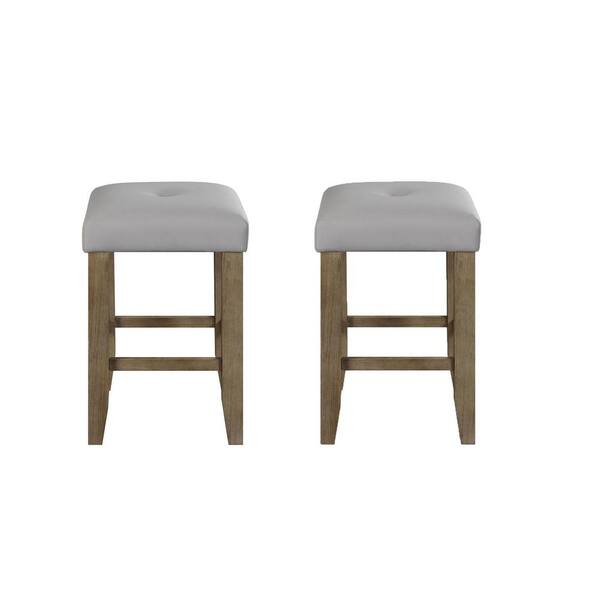 Unbranded 25 in. Oak Backless Wood 25 in. Bar Stool (Set of 2)