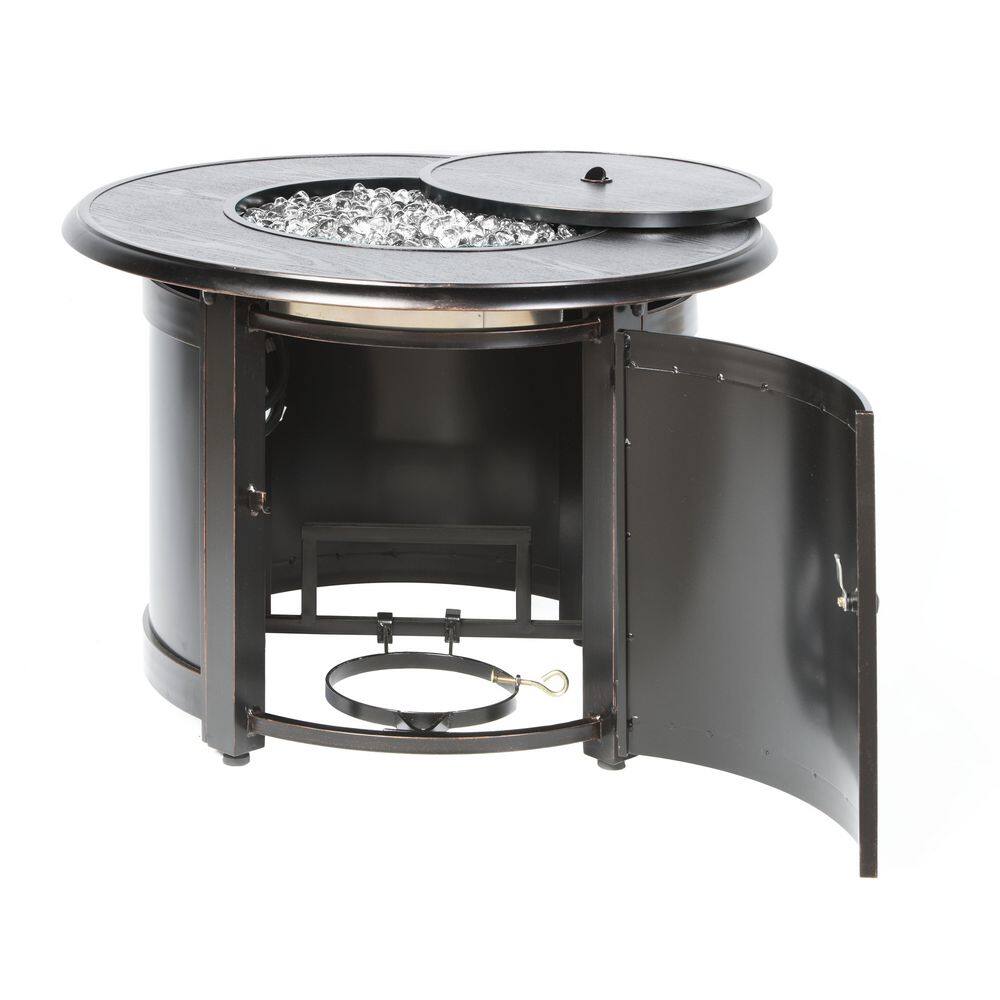 Manchester Black Aluminum Round Gas Fire Pit Table