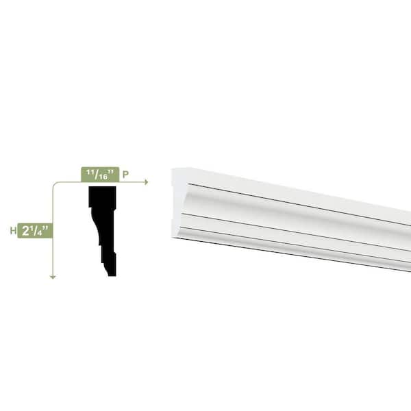 Ekena Millwork 2-1/4 in. x 3/4 in. x 96 in. Colonial Casing Moulding, PVC (12-Pack)