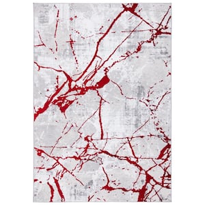 Amelia Gray/Red 8 ft. x 10 ft. Abstract Distressed Area Rug