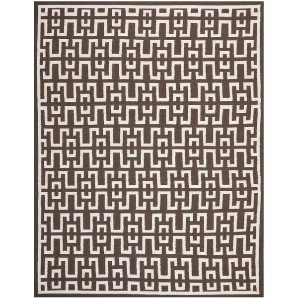SAFAVIEH Dhurries Chocolate/Ivory 8 ft. x 10 ft. Area Rug