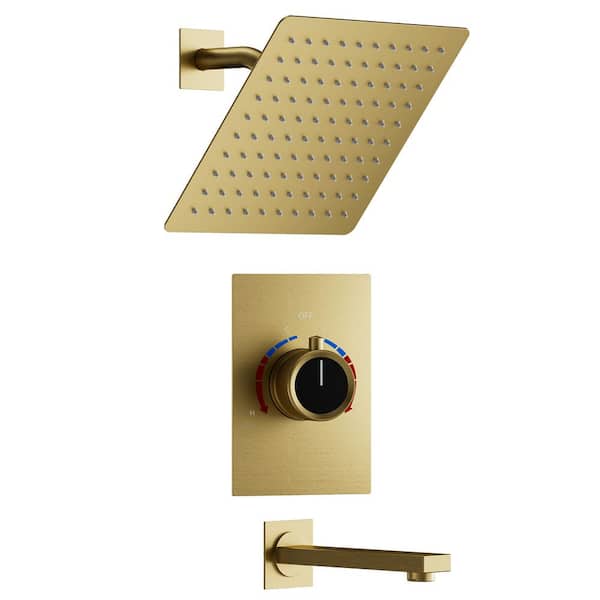 CRANACH 8 in. Wall Mount Single Handle 1-Spray Tub and Shower Faucet 2.5 GPM in. Brushed Gold (Valve Included)