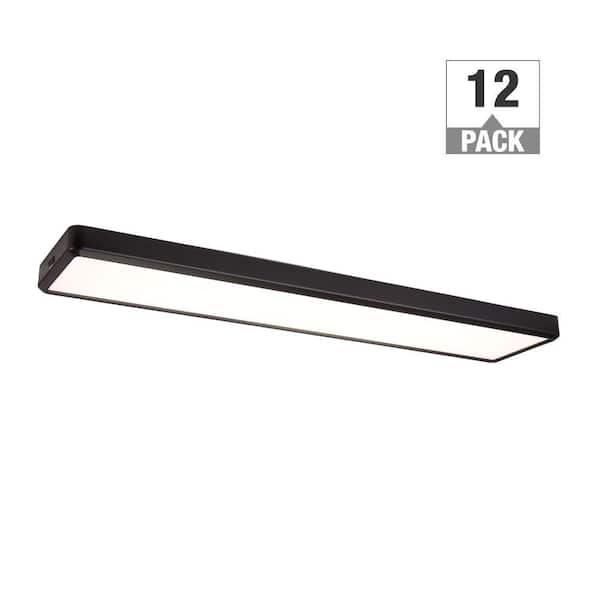 4 ft. x 10 in. Black Back-Lit LED Panel Light Fixture 4000LM 50W 3000K 4000K 5000K Dimmable Kitchen Lighting (12-Pack)