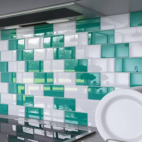 Giorbello Emerald Green 3 in. x 6 in. x 8 mm Glass Subway Wall Tile (5 sq. ft./case)