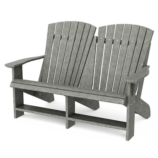 Heritage Dark Gray HDPE Plastic Outdoor Double Adirondack