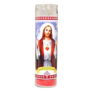 8 in. Tall Unscented White Sacred Heart of Jesus Candle