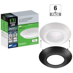 5 in./6 in. Disk Light Kit with Black Trim Option Integrated LED Recessed Light Trim 3000K Soft White (6-Pack)