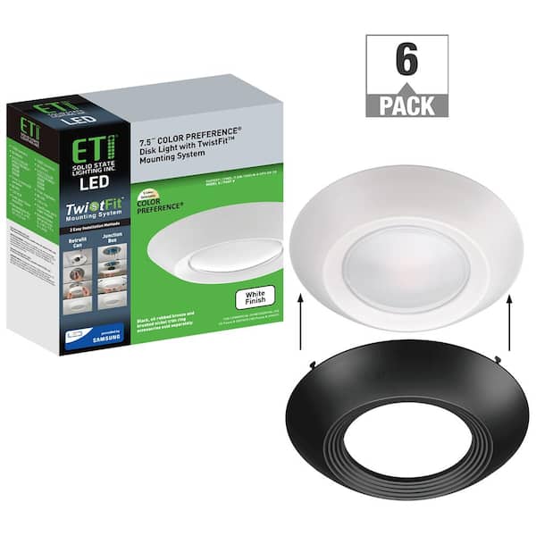 ETi 5 in./6 in. Disk Light Kit with Black Trim Option Integrated LED Recessed Light Trim 3000K Soft White (6-Pack)