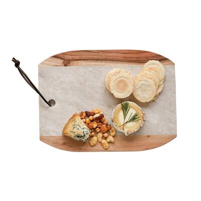 12 in. L Marble and Mango Wood Cutting Board
