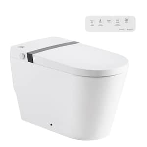 Elongated Bidet Toilet 0.8 GPF in White with Adjustable Sprayer Settings, Deodorizing, Soft Close