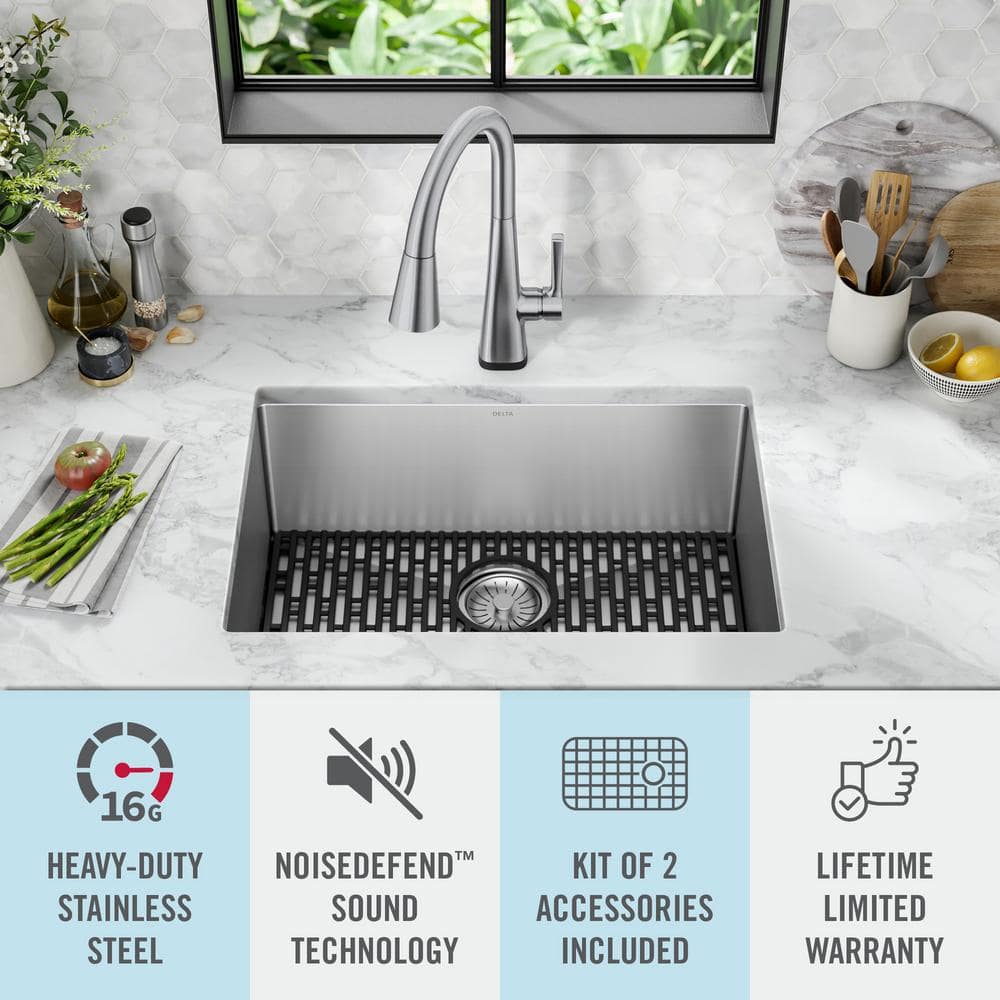 26" Satin Stainless Steel Undermount Single Bowl Kitchen Sink