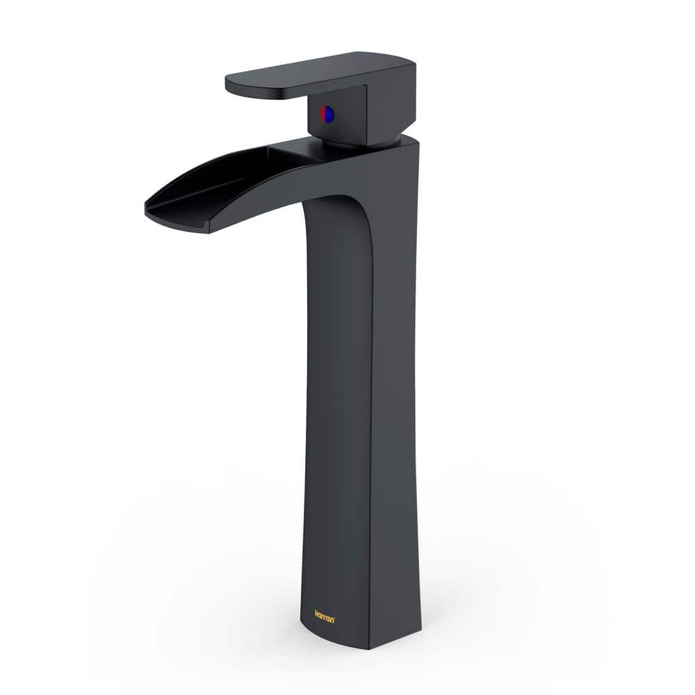Matte Black Single-Handle Vessel Bathroom Faucet with Drain Assembly