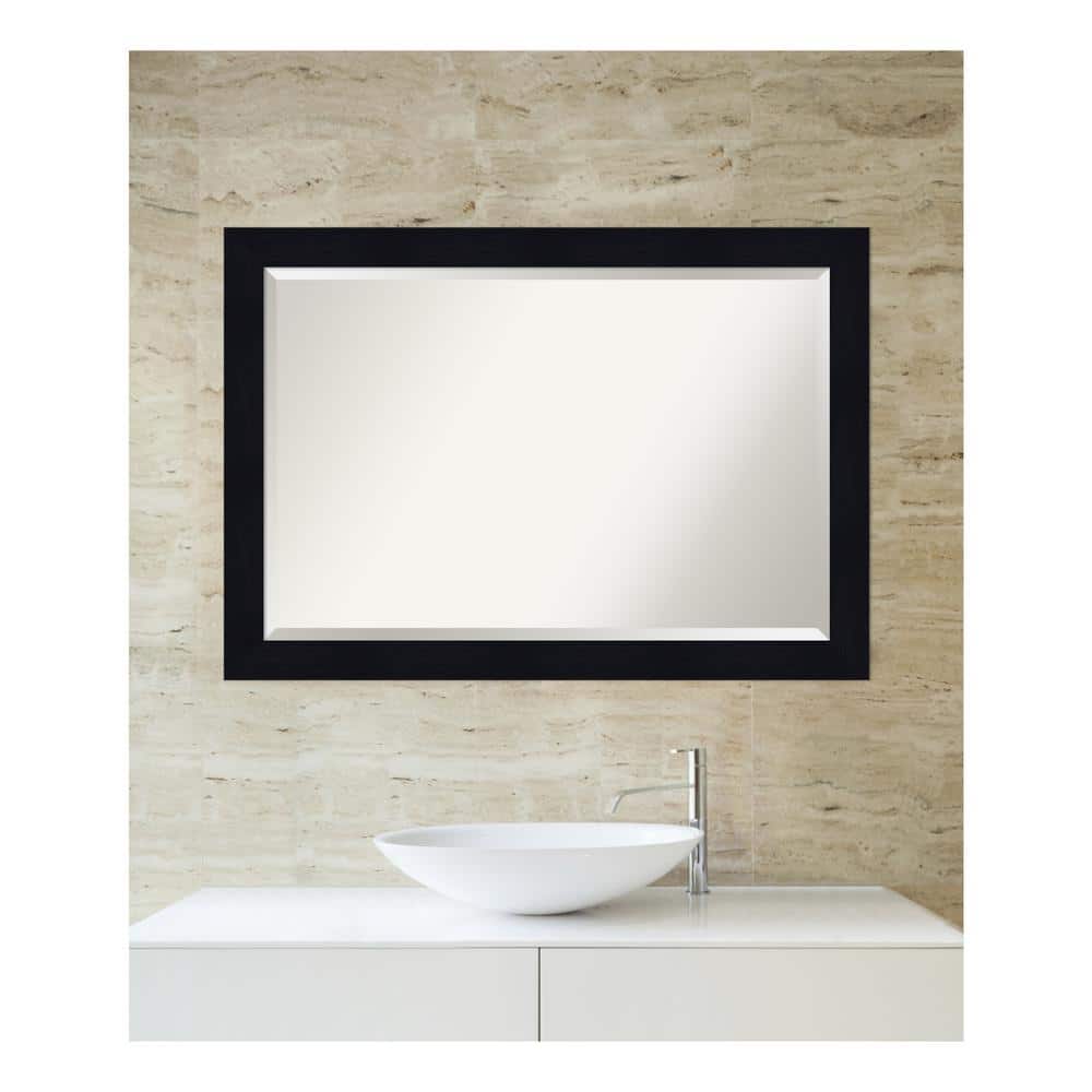 Shiplap Navy Brushstroke 40''x28'' Wood Bathroom Vanity Mirror