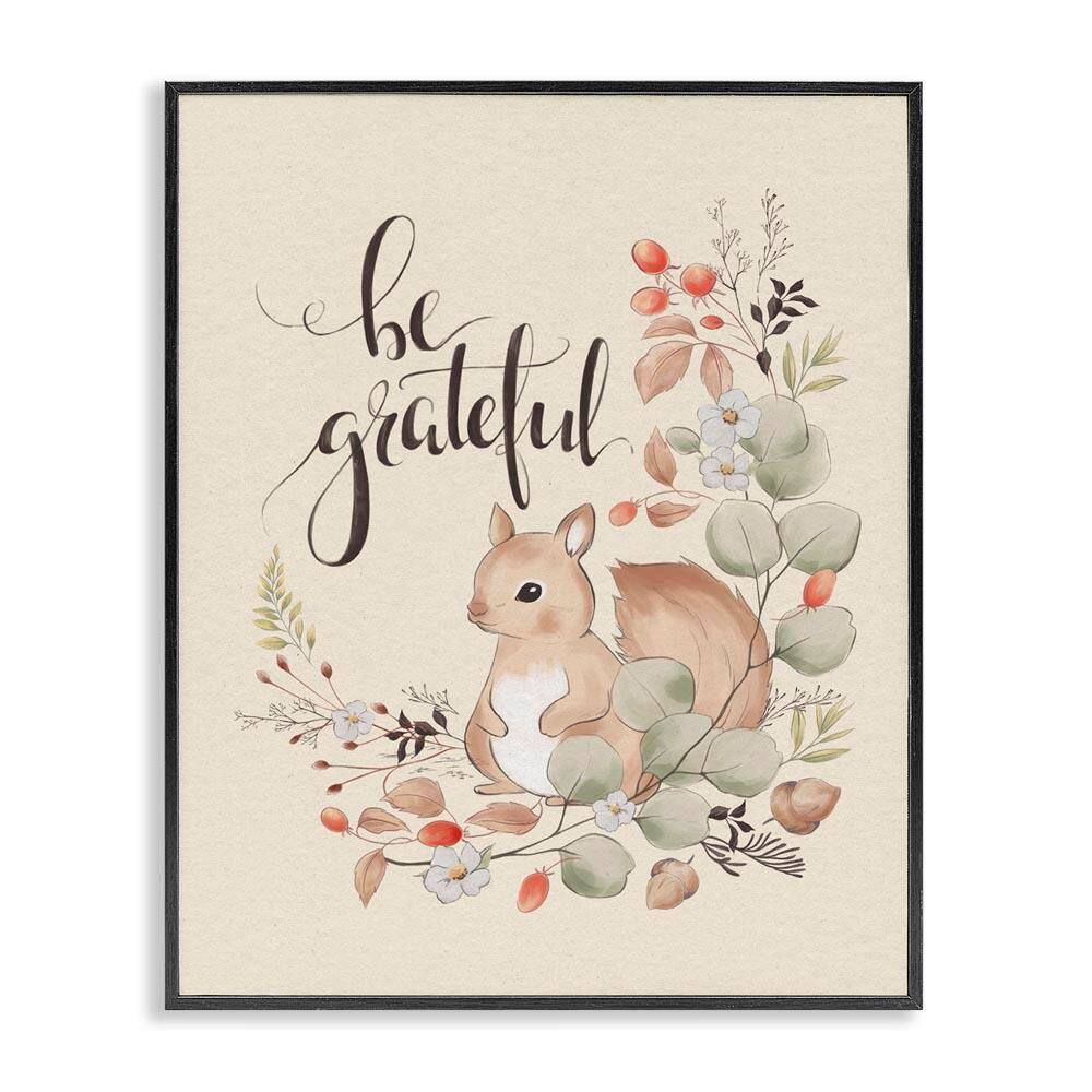 Be Grateful Squirrel by Andrea Jasid Grassi Black Framed Animal Giclee Art Print 20 in. x 16 in. price history on PriceWatchPro