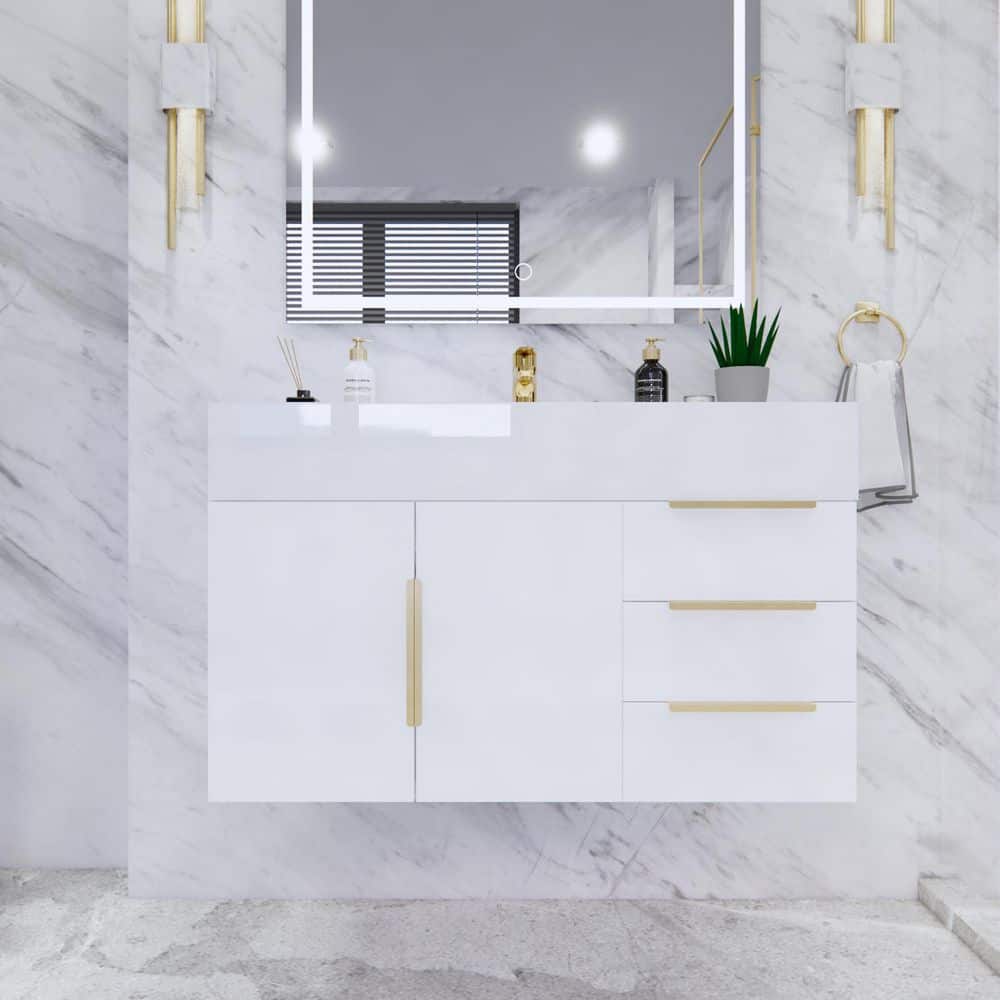 Bethany 36 in. W x 20 in. D x 22 in. H Single Sink Floating Bath Vanity in High Gloss White with White Acrylic Top price history on PriceWatchPro