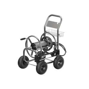 Heavy-Duty Industrial Hose Reel Cart with Wheels, 5/8 in. to 250 ft. Hose Capacity, Hose Guide Installed