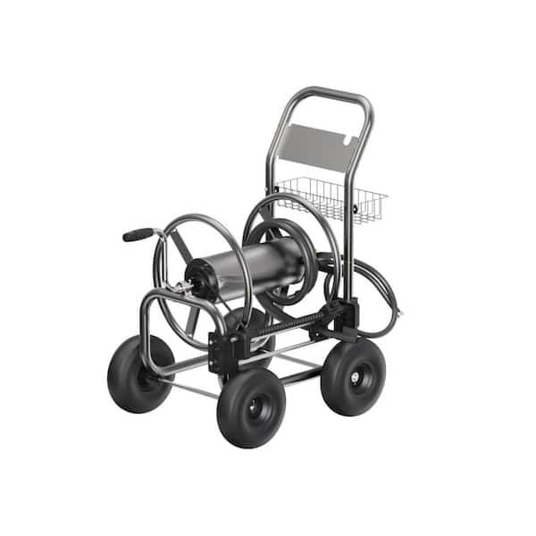 Giraffe Tools Heavy-Duty Industrial Hose Reel Cart with Wheels, 5/8 in. to 250 ft. Hose Capacity, Hose Guide Installed