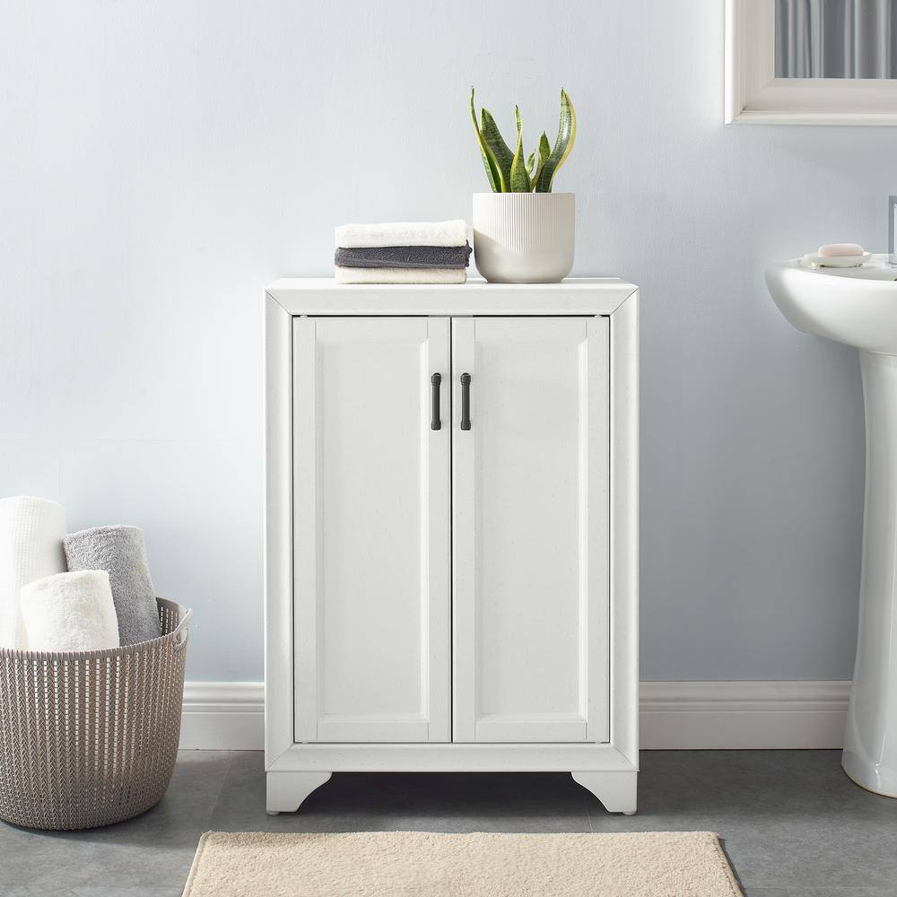 White Wooden Bathroom Accent Cabinet with Adjustable Shelving
