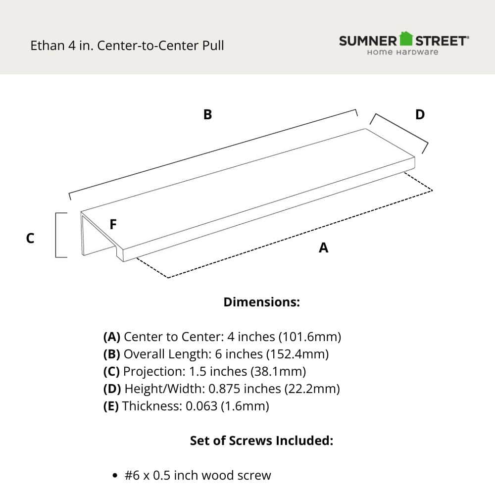 Ethan Matte Black Rectangular Finger Pull with Mounting Hardware