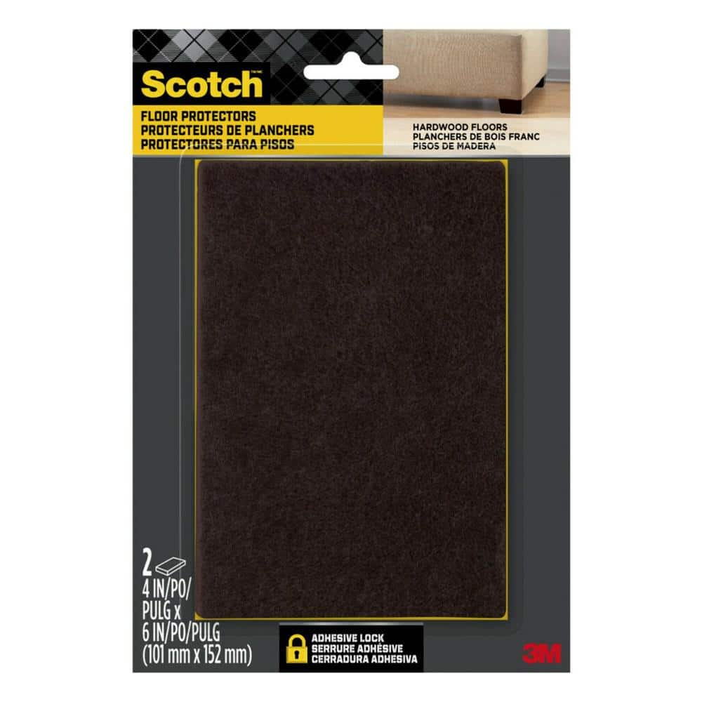 Scotch 4 in. x 6 in. Brown Rectangle Surface Protection Felt Floor Pads (2- Pack) SP820-NA - The Home Depot