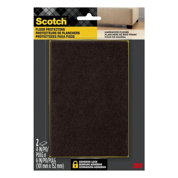 Scotch 4 in. x 6 in. Brown Rectangle Surface Protection Felt Floor Pads (2-Pack)