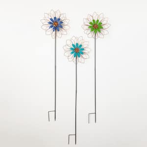 49 in. Blooming Color Flower Stakes - Set of 3, Multi-Color