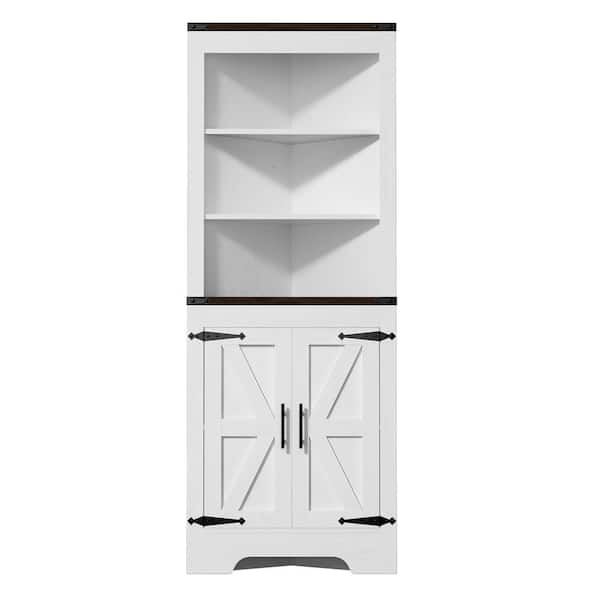 HOMEIBRO 12.29 in. W x 23.74 in. D x 63.38 in. H White Linen Cabinet with Adjustable Shelf