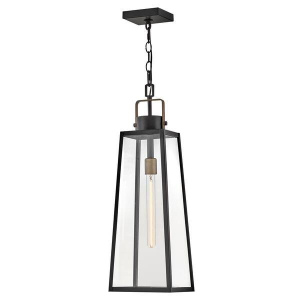 LARK - Hugh 27.25 in. 1-Light Black Outdoor Pendant Light