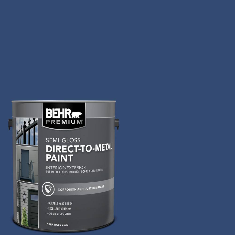 BEHR PREMIUM 1 gal. #S-H-580 Navy Blue Semi-Gloss Direct to Metal  Interior/Exterior Paint 323001 - The Home Depot
