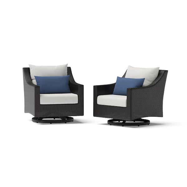 RST BRANDS Deco Wicker Motion Outdoor Lounge Chair with Sunbrella Bliss Ink Cushions (2-Pack)