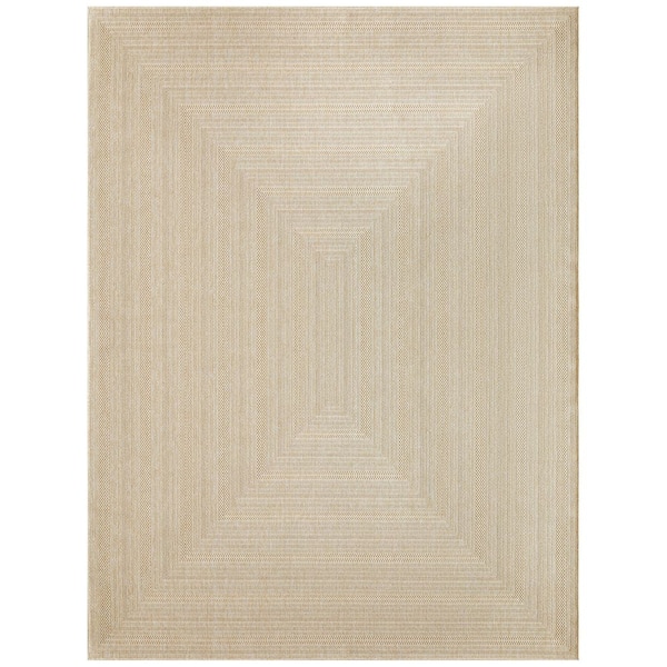 Tulum Cream 8 ft. x 10 ft. Linear Contemporary Area Rug