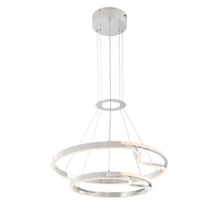 Minsk 2-Lights Dimmable Integrated LED Chrome Double Round Chandelier for Living Room