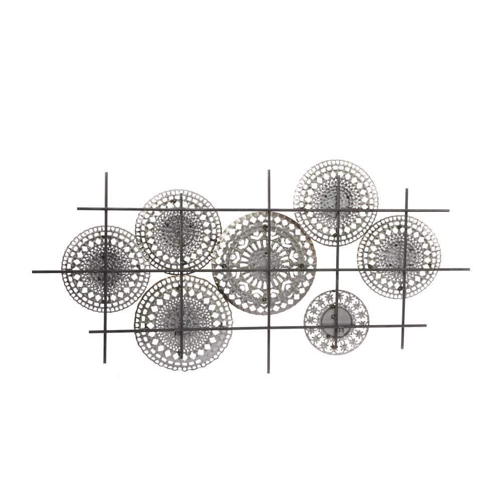 Bronze Metal Abstract Wall Sculpture with Mirrored Accents