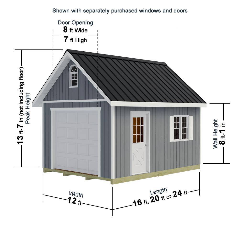 Glenwood 12' x 16' Brown Wood Garage Kit