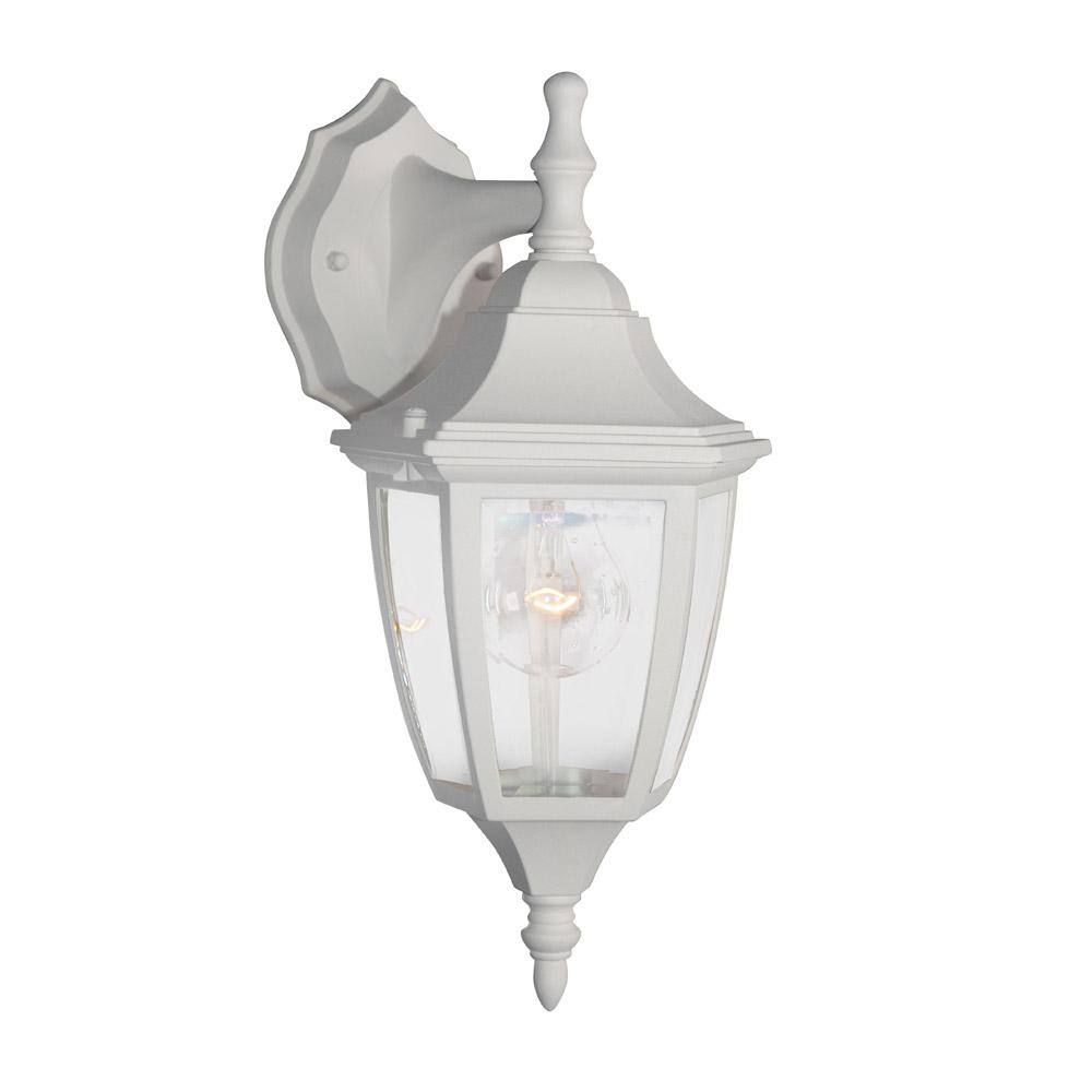 White Cast Aluminum Outdoor Wall Lantern with Clear Glass