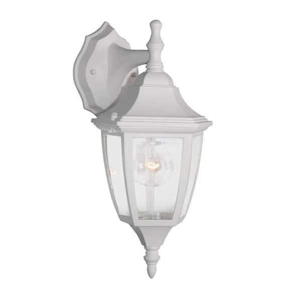 Designers Fountain - Waterbury White 1-Light Outdoor Line Voltage Hardwired Porch Light Wall Sconce with No Bulb Included