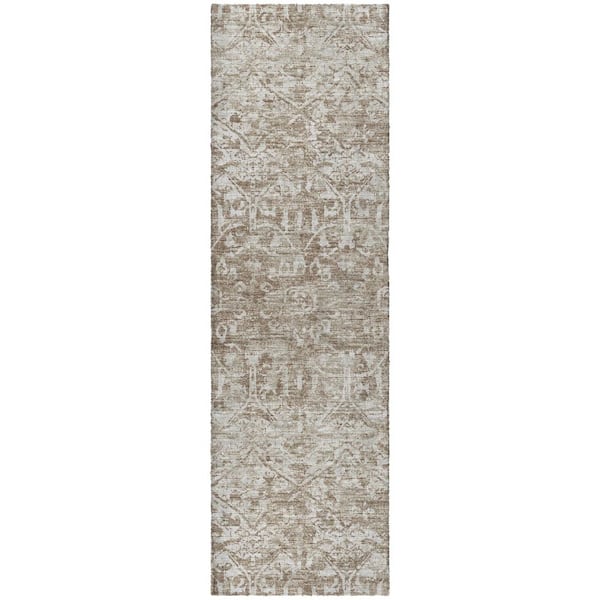 Dream Shag Premium Machine Washable Abstract ADS40 Taupe 2 ft. x 7 ft. Runner Rug