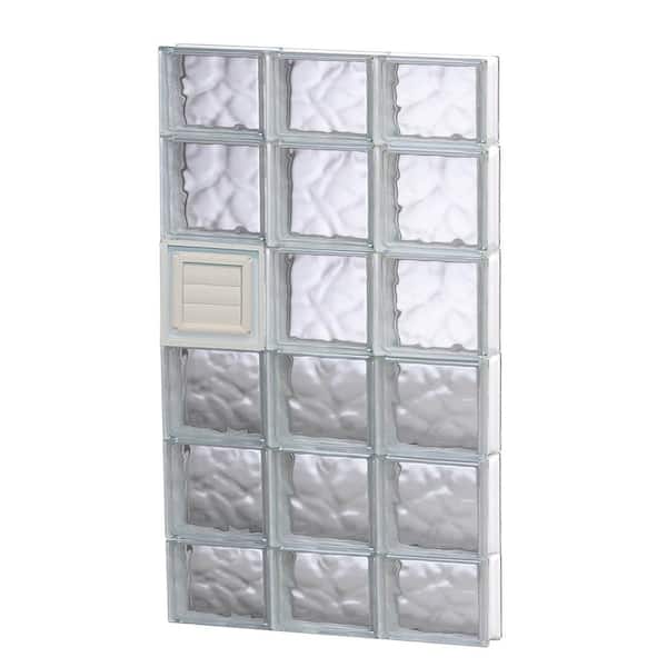 Clearly Secure 23.25 in. x 42.5 in. x 3.125 in. Frameless Wave Pattern Glass Block Window with Dryer Vent