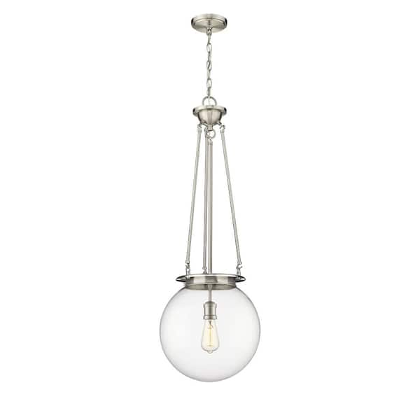 Beacon 100-Watt 1-Light Satin Nickel Shaded Mini Pendant Light with Clear Glass Shade