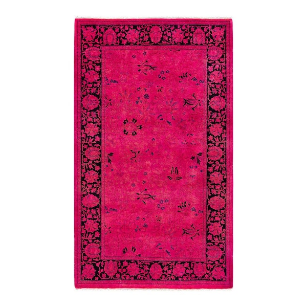 Overdyed Pink 3 ft. x 5 ft. Solid Wool Indoor Area Rug