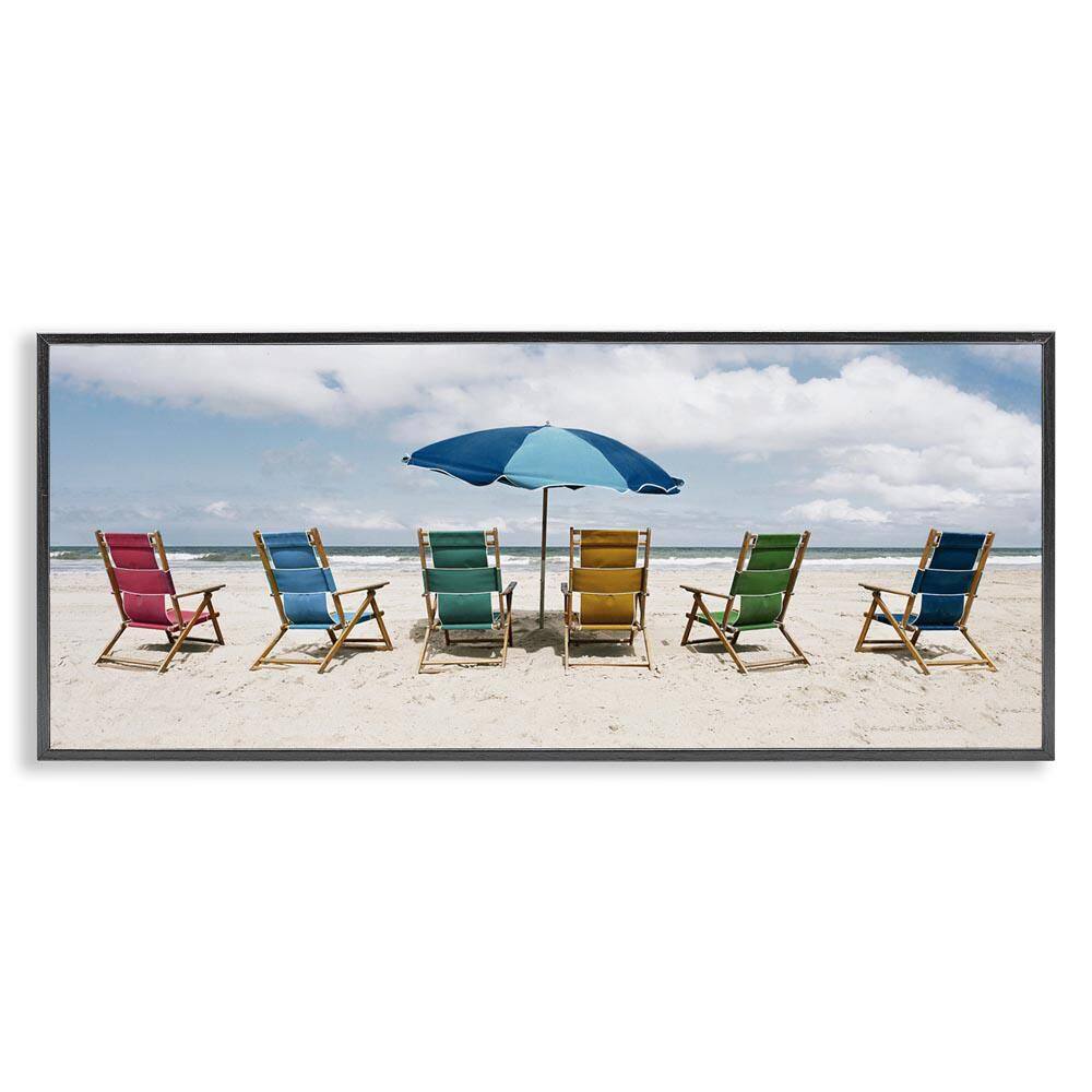 Colorful Beach Chairs by Natalie Carpentieri Black Framed Nature Giclee Art Print 10 in. x 24 in. price history on PriceWatchPro