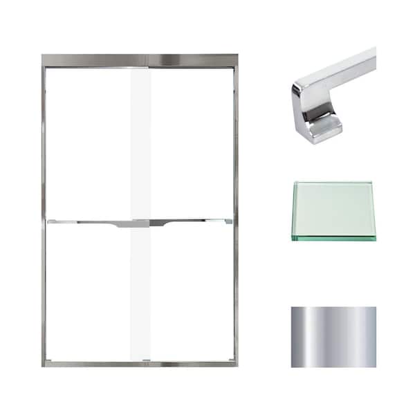 Transolid Frederick 47 in. W x 76 in. H Sliding Semi-Frameless Shower Door in Polished Chrome with Clear Glass