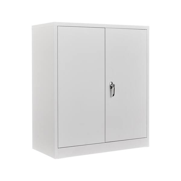 Metal Storage Cabinet 3 Shelves 2 Adjustable Shelves with Locking Cabinet 