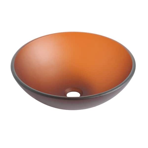 Tempered Glass Bathroom Round Vessel Sink in Matt Tea