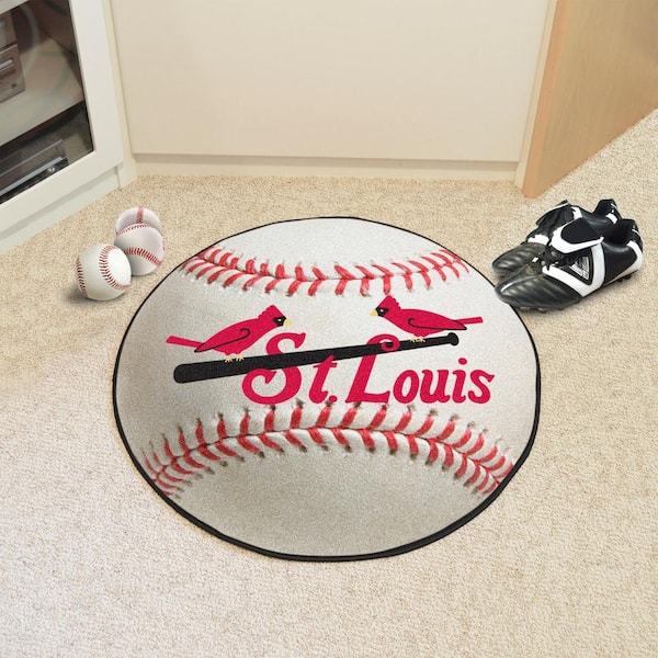 St. Louis Cardinals White 2 ft. x 2 ft. Round Baseball Area Rug
