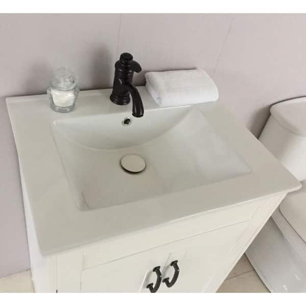 Coronado 24 in. W x 18 in. D x 36 in. H Single Vanity in White with Ceramic Vanity Top in White with White Basin