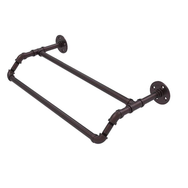 Allied Brass Pipeline Collection 18 in. Wall Mounted Double Towel Bar in Antique Bronze